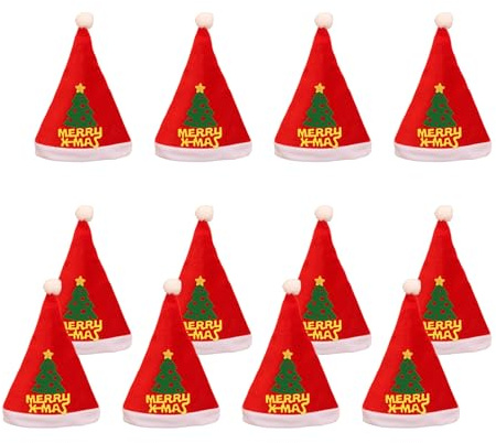 Zxfdsfdbnm 12 Stück Weihnachtsparty-Nikolausmütze, elegante Weihnachtsmütze mit weißen Krempen für Feiertagsfeiern