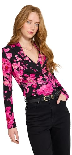 Joe Browns Autumnal Floral Shawl Collar Wrap Front Jersey Top Camicia da Donna, Rosa, 44