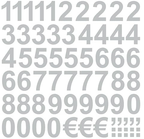 50 Klebezahlen Höhe 3cm grau hellgrau matt aus Folie wetterfest selbstklebend Zahlen Aufkleber Sticker Klebezahl Zahl Nummern Nummerierung Preisauszeichnung Beschriftung Modellbau verzieren