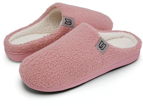 WateLves Zapatillas Casa Mujer con Espuma Viscoelástica Zapatillas de Casa Mujer Cálidas y Suaves Pantuflas de Felpa Zapatos Antideslizantes y Cómodas Para Interior (Rosa, 39.5 EU)