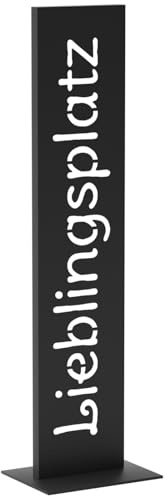 LOFTPLUS Schwarz Metall Lieblingsplatz-Schild for Garten-Deko - 71CM Handgefertigt Wetterfest Metallschild, Stilvolle Deko für Haustür, Garten, Terrasse, Hochzeit