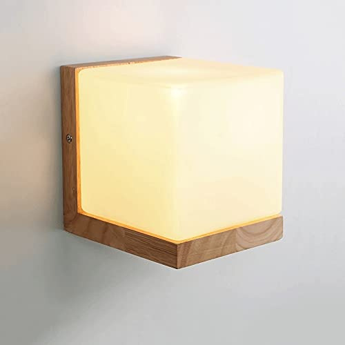 Nuova Lampada da Parete in Legno in Stile Cinese, 1 Luce, Applique da Parete per Interni con Vetro Smerigliato, apparecchi di Illuminazione da Parete per corridoio, Cucina, Soggiorno, cucine [Cla