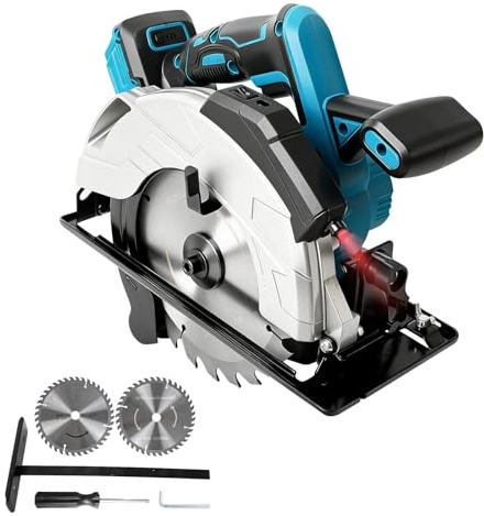 Sega circolare senza fili per batteria Makita da 18 V, sega circolare elettrica senza spazzole da 185 mm, 5000 giri/min, con guida laser, 2 lame (24T e 40T), taglio smussato 0-45°, profondità di