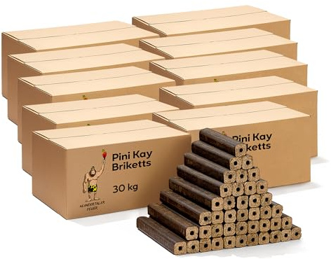 Neandertaler Feuer Holzbriketts PiniKay Hartholzbriketts – Kaminbriketts 10 x 30 kg Briketts Kamin Ofen Grill Briquettes Hartholz Eiche Buche Brikett Holzbrikett Gluthalter (300 kg)
