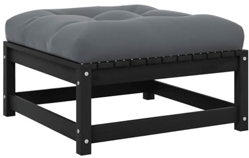 Frdhee Gartensofa, Balkonmöbel, Lounge Sofa, Garten Fußhocker mit Kissen Schwarz Kiefer Massivholz, Gartenset Für Balkon, Terrasse, Poolbereich, Wetterfest