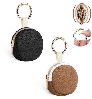 2 Stück Schmuckkästchen Klein Mini Tasche Schmuckaufbewahrung Reise PU Schmucktasche Mädchen Tragbare für Schmuck-Organizers Ohrringe Armbänder Ringe Etui Kleine Geschenke für Frauen(Schwarz&Brau)