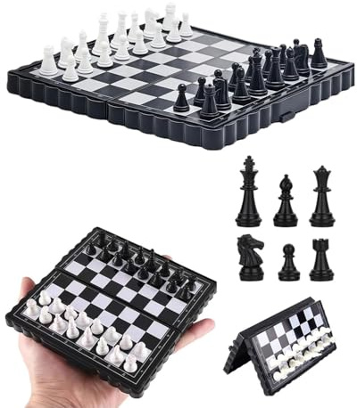 ZEXIJOW 1 Pezzo Scacchiera Magnetica Pieghevole, Scacchi Portatili Viaggio, Chess Set Pedine Magnetiche, Dama Gioco da Tavolo Educativo per Bambini Adulti Famiglia