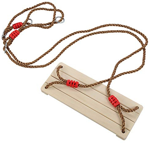 Hängende Holzschaukel für Erwachsene und Kinder, Outdoor- und Indoor-Schaukel für Garten und Hof, stabile, breite Sitzfläche aus Holz mit Metallring, Belastbarkeit 150 kg,