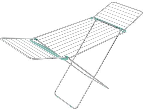 COLOMBO Stendibiancheria Da Pavimento 20MT - Griglie,Fili in Alluminio - Gambe in Acciaio Verniciato - Antiscivolo - Pieghevole Salvaspazio - Accessorio Porta Calze - Interno e Esterno - Made in Italy