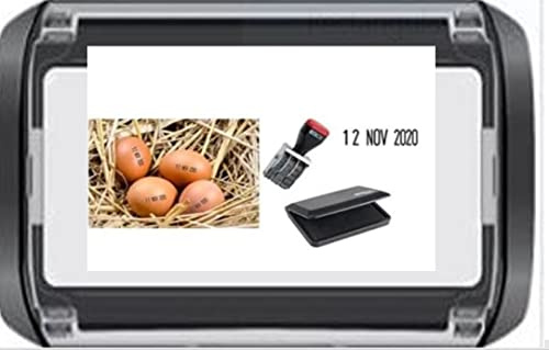 Egg Dater Pack Pre Inked Food/Egg Includes One X 3 mm Mini Rubber Dater Stamp and One Safe Ink Pad – Black Ink