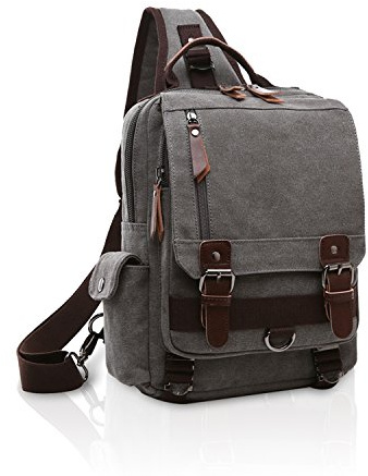 FANDARE Retro Brusttasche Sling Bag Herren Rucksack Damen Schulranzen Leinwand Schulrucksack Schultertasche Umhängetasche Rucksack Sporttasche für Schule Freizeit Reise Business Joggen