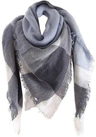 Bakicey Damen Schal XXL Warm Weich Strickschal Karo Winterschal Herbstschal Wolleschal Frauen Deckenschal Halstuch Scarf Poncho Cape, D, 3XL