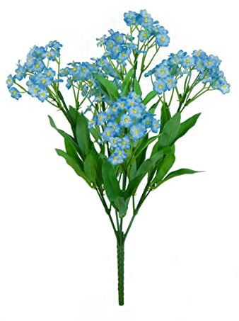 FloristryWarehouse Kunstseide, Forget Me Not Bush, Künstliche Pflanzen, 5 Stiele, 32 cm, Blau