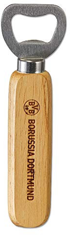 Borussia Dortmund, Ouvre-bouteille avec poignée en bois, noir-jaune,