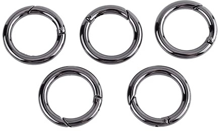 5PCS/Tasche Zinklegierung Runde Karabiner Tor Ringe Feder O Ringe Schnappclip Schlüsselring Feder Schnapphaken für Taschen, Geldbörsen, Schlüsselbund, Camping Wandern