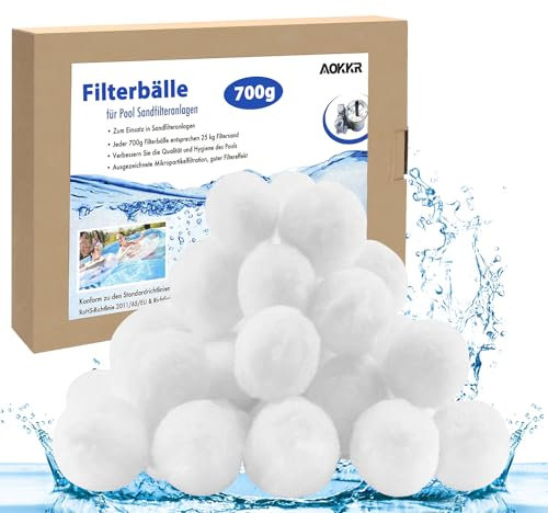 AOKKR Filterbälle Pool 700g - Effiziente Poolfilterbälle für Sandfilteranlagen, Schwimmbäder, Filterpumpen und Aquarien - ersetzen 25kg Filtersand