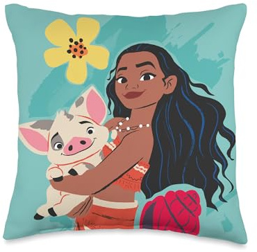 Disney Princess Moana and Pua Teal Throw Pillow