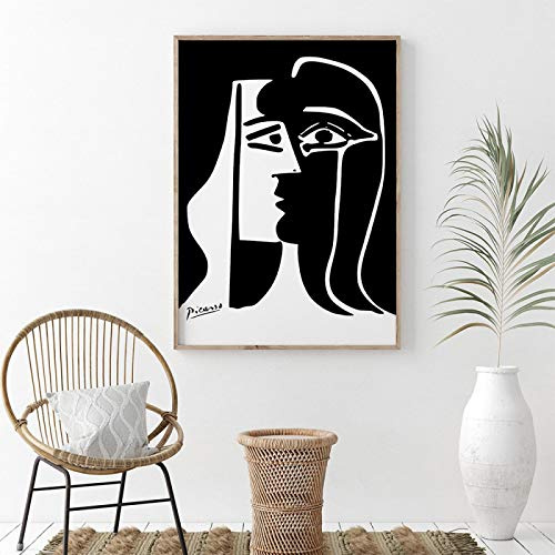 The Kiss Poster Picasso Wall Art Matisse Abstrakte Frau Leinwand Gemälde Schwarz-Weiß-Bilder auf Home Wanddekoration 50x75cm (20x30in) Rahmenlos