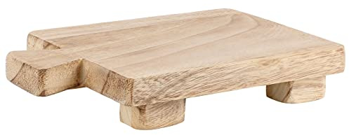 Wood Pedestal Stand Riser Wood Footed Tray for Bathroom Home Kitchen Wooden Soap Holder for Bottles Plant Makeup Tissues Candles Guest Jewelry Soap(Classic Color, 1.57 x 6 x 9 Inch)
