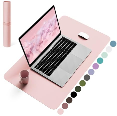 YSAGi Schreibtischunterlage, Premium Leder Mauspad, Rosa, 60x35cm | Rutschfeste Schreibtisch Unterlage, Tischunterlage, Multifunktionales Mousepad Schreibtisch Organizer für Büro & Homeoffice