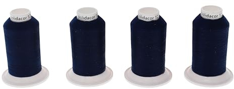 SEWFIL Home - Poldacor 120 - 4-pack med polyestersytråd - 4-pack med 1 000 meter 0105 spolar - Marinblå