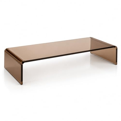 semper plastic Acrylglas Monitorständer - Exklusive Bildschirmerhöhung aus deutscher Handarbeit - 10mm Monitor Stand - Premium Bildschirmständer Tischaufsatz (Rauchbraun)