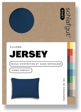 schlafgut Easy Jersey Kissenbezug 40x60 cm 100% Baumwolle, Blue Deep | Kopfkissenbezug, Kissenhülle, Blau, Jersey, Ton-in-Ton Reißverschluss, bügelfrei, OEKO-TEX, atmungsaktiv