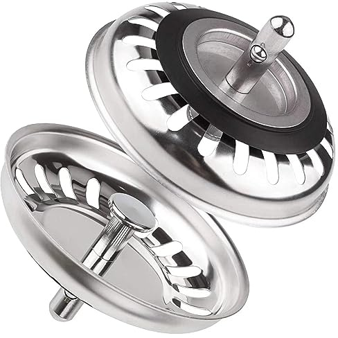 2 Stück Siebkörbchen Spüle 79mm - Siebkörbchen Abflussstopfen Edelstahl,Abflusssieb Küchenspüle Stopper mit 20 Schlitze,Ersatzteil Küchenspüle,Siebkorb Spüle Exzenter Bedienung