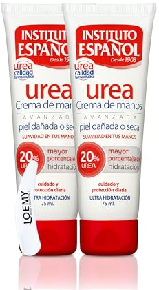 Instituto Español Handcreme Urea Hydrating Feuchtigkeitscreme für trockene und rissige Haut, Tägliche feuchtigkeitsspendende, Körpercreme mit hohem Ureaanteil für alle Hauttypen, Reiseset 150ml