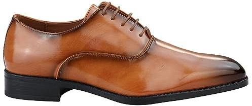 TruClothing.com Uomini Formale Oxford Scarpe Lucido Lacci Classico Punta Rotonda Abito, Marrone legno, 42 EU