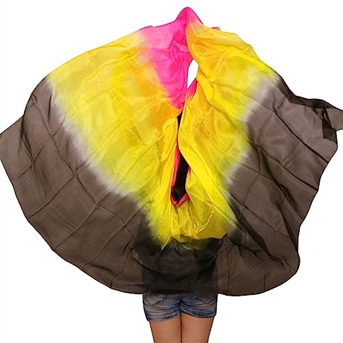 Bauchtanz Schleier Bauchtanz-Seidenschleier, 200 cm, 250 cm, 270 cm, handgeflochtener Schal, Schal, Gelb, Orange, Rosa, Lila, Farbverlauf, Übergrößen. Bauchtanz-Kostüm ( Color : Sk9211620 , Size : XXL