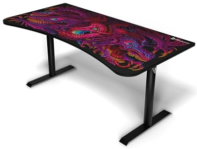 Arozzi Arena Gaming Tisch - Groß 160x82cm Gaming Schreibtisch für kleine Räume - Höhenverstellbar PC Tisch mit Full-Surface Mikrofasermauspad - Kabelmanagement, Stahlbeine - Kriechendes Chaos