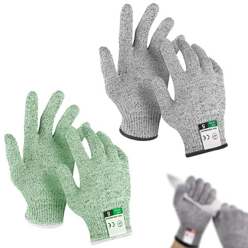 BDSHUNBF 2 Paio Guanti Anti Taglio, Guanti Antitaglio, Protezione di Livello Alte Prestazioni, Guanti da Giardinaggio, Guanti da Cucina Resistenti al Taglio, Guanti da Lavoro Resistenti al Taglio