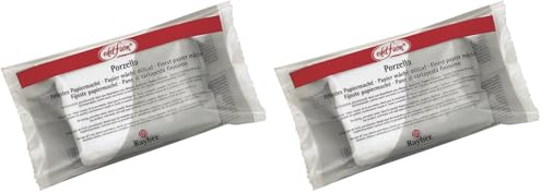 RAYHER 3450000 Porzella, feinstes Papiermaché, porzellanweiße Modelliermasse lufttrocknend, zum Modellieren von porzellanfeinen Objekten, Beutel 400g (Packung mit 2)