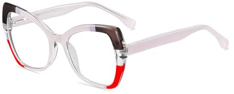 MUTYNE Retro Cat Eye Damen Brillengestell Klares Licht Herren Optisches Federscharnier Bunte Brillengestelle, Einheitsgröße, Rot