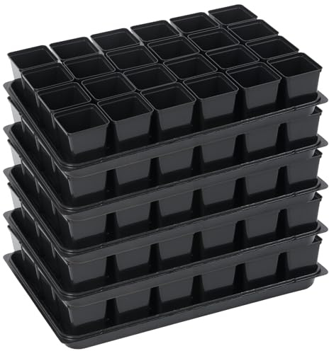 Tymar 24x Anzuchttöpfe mit Untersetzer, Blumentopf mit Pflanzschalen, mit Tablett, Shuttle-Trageschalen (Anzuchttöpfe 7x7 + Untersetzer, 5 Pack)