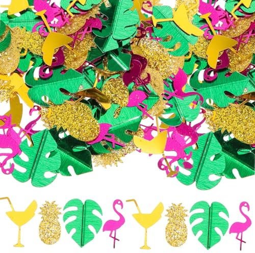 GoldRock Confettis hawaïen, Décoration de table et de fête hawaïenne, Feuilles de monstera