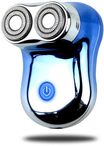 Electric Razor for Men, Electric Shavers for Men USB Rechargeable, Fast-Charging Cordless 2 Heads Shavers with 5 Watts Motor,Travel Razors for Dense Beard (Silver) (Blue)