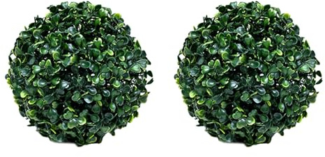 Wpsagek 2 STÜCK Künstliche Buchsbaum Kugel, Grüne Runde Buchsbaumkugeln Dekorative, Faux Buchsbaum Topiary Kugel Hängende Pflanzendekor, Kein Beschneiden