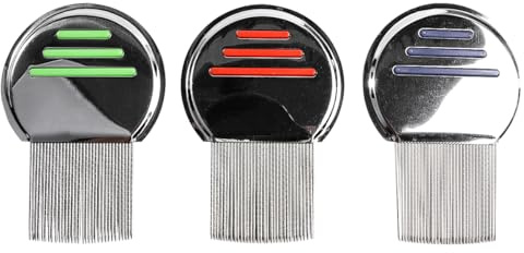 CENPEK 3-pack luskammar, lopplössborttagningskammar Huvudnitbehandling, rostfritt stål lopplusshårkammar tar bort huvudlöss Mjällnät Fästingar Ägg-löss med dubbelsidiga tänder