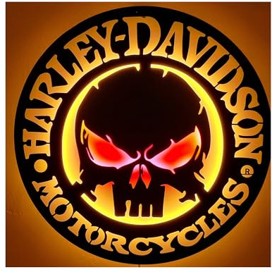 HYRCA Motorrad Metall Wandschild | Garagen Schild | Nostalgic Deko | Geschenkidee für Motorrad-Fans | Schädel Sticker | Wandkunst für Garage, Werkstatt, Büro (R: 24 Zoll / 60 cm)