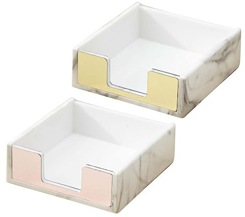 TOGEVAL 2stücke Acryl Organizer Für Notizen Großes Marmormuster Memo Pad Aufbewahrung Für Schreibtisch Elegante Bürobedarf Box Roségold