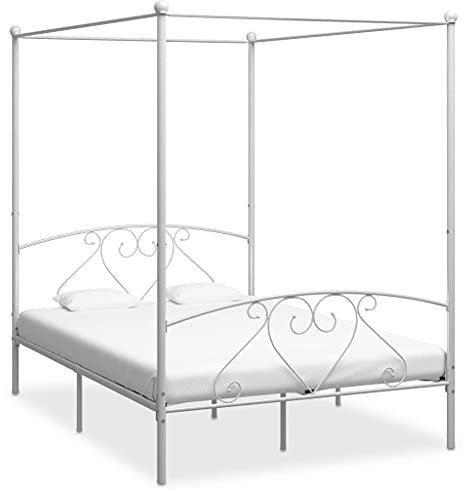 Generisch Himmelbett-Gestell Weiß Metall 140 x 200 cm,jiangboyue-284429
