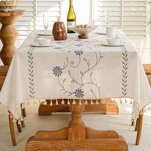 Pahajim Tischdecke Rechteckig Baumwolle Leinen Tischdecke Boho wasserdichte Tischtuch Abwaschbar Modern Design für Küche, Esszimmer, Wohnzimmer, Outdoor(140 x 220 cm)