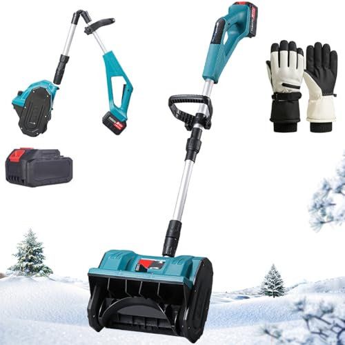 Pala quitanieves eléctrica, quitanieves con Guantes Gruesos, Ancho de Limpieza de 30 cm y Profundidad de 18 cm, Poste Principal retráctil, dirección Ajustable, Lanzamiento de Nieve de 8 m, p