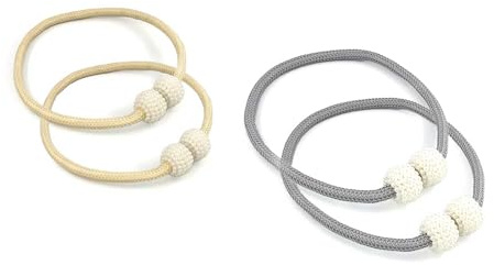 MUNTE Magnete für Vorhänge, 4 Stück Raffhalter für Gardinen, Gardinen Raffhalter, Vorhangbinder, für Befestigung von Schlafzimmer, Büro, Badezimmervorhängen, Grau und Beige