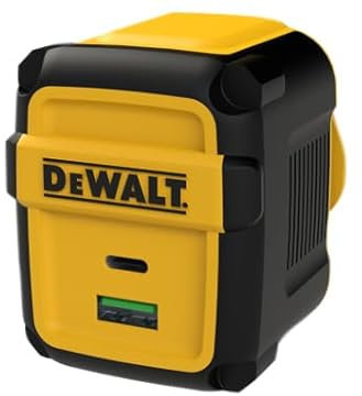DeWALT 2-Port Europe PD Wall Charger 49.5W one USB C port and one Qualcomm® Quick Charge™ 3.0 USB A port. It offers 2.5x faster charging speed for powerful devices due to advanced Power Delivery