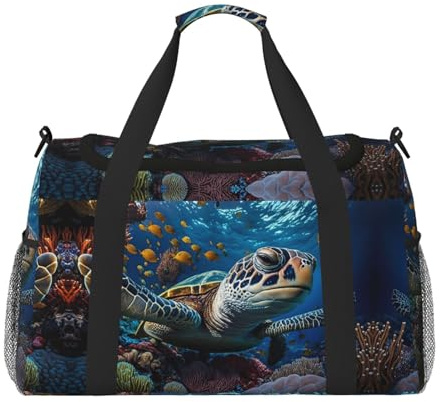 Seesack für Reisen, Ocean Coral Turtle Weekender Overnight Seesack, Handgepäcktasche, Turnbeutel für Damen und Herren, persönliche Gegenstände, Reisetasche