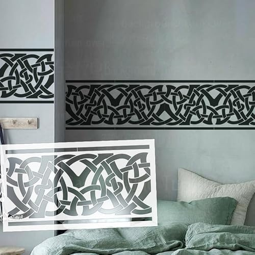 80 cm Damast-Bordüre, keltische Trennschablonen für Wände, Vorlagen zum Bemalen, Malen, Basteln, Dekoration, groß, für Stoff für Decke, S407