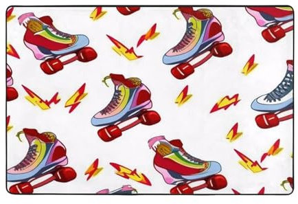 GMSGHJHDR Tappeti per soggiorno, 120 x 182 cm, con stampa di pattini a rotelle, tappeto per soggiorno, lavabile, morbido tappeto per ingresso, retro antiscivolo, tappeto moderno per camera da letto